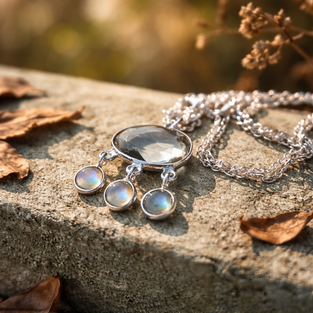Green Amethyst & Labradorite Necklace - Picture 9 of 14
